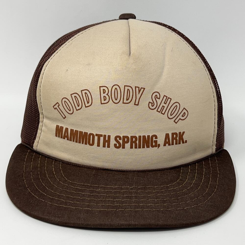 Vintage 80s Todd Body Shop Trucker Hat Baseball Cap Arkansas Snapback Brown